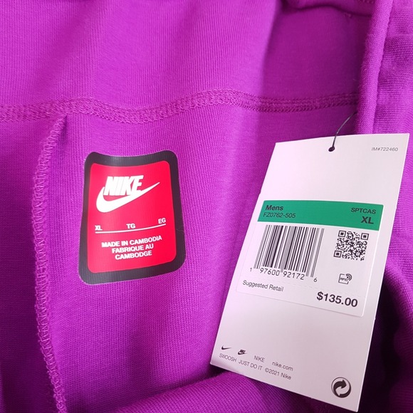 NIKE Tech Fleece Reflective Joggers Mens Size XL Purple Berry Black FZ0762-505 - Picture 5 of 7